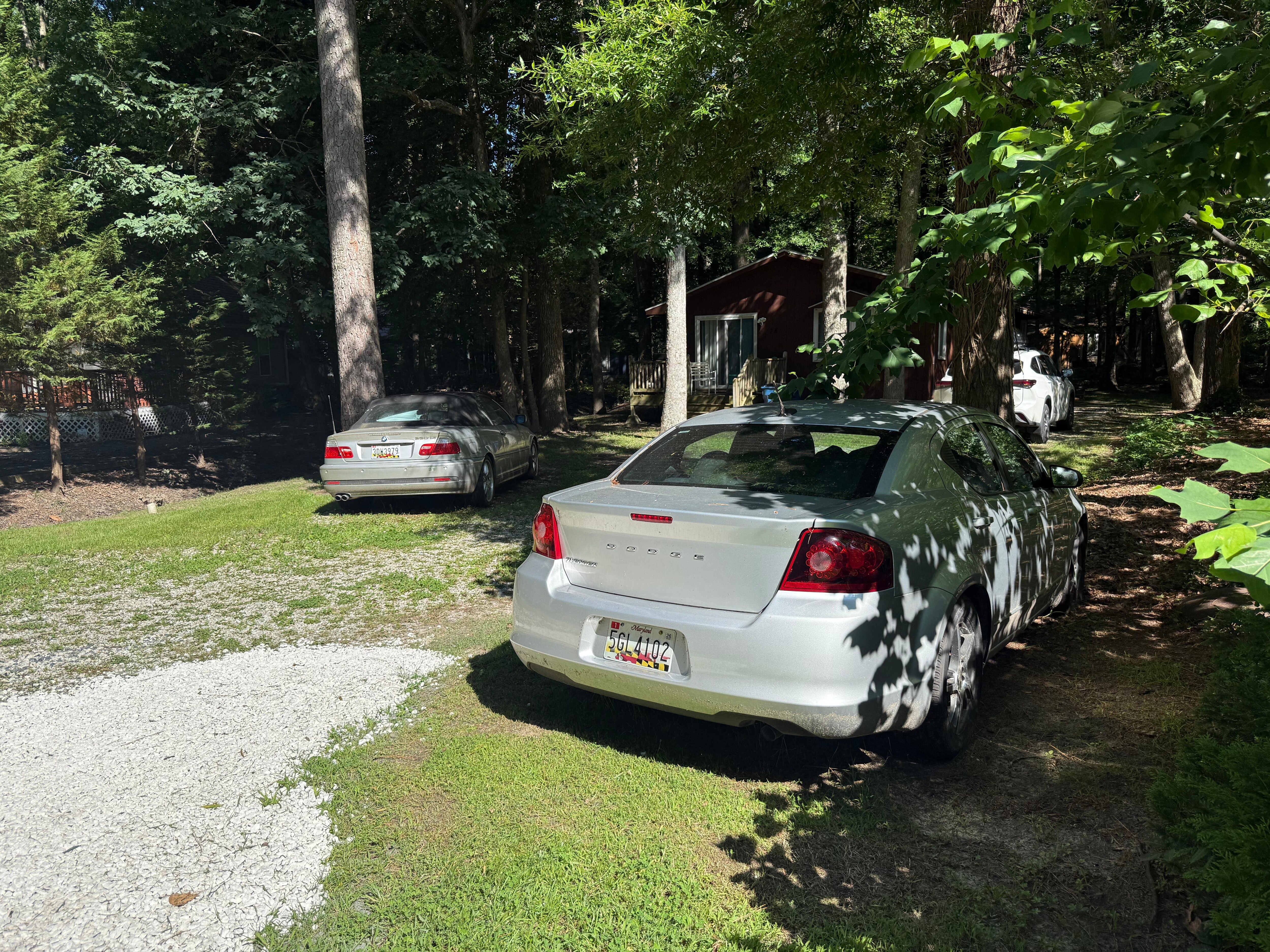 Cars full of trash in the driveway