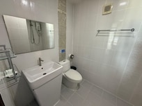 Basic Bathroom, no mat very wet floor basic hostel style amenities