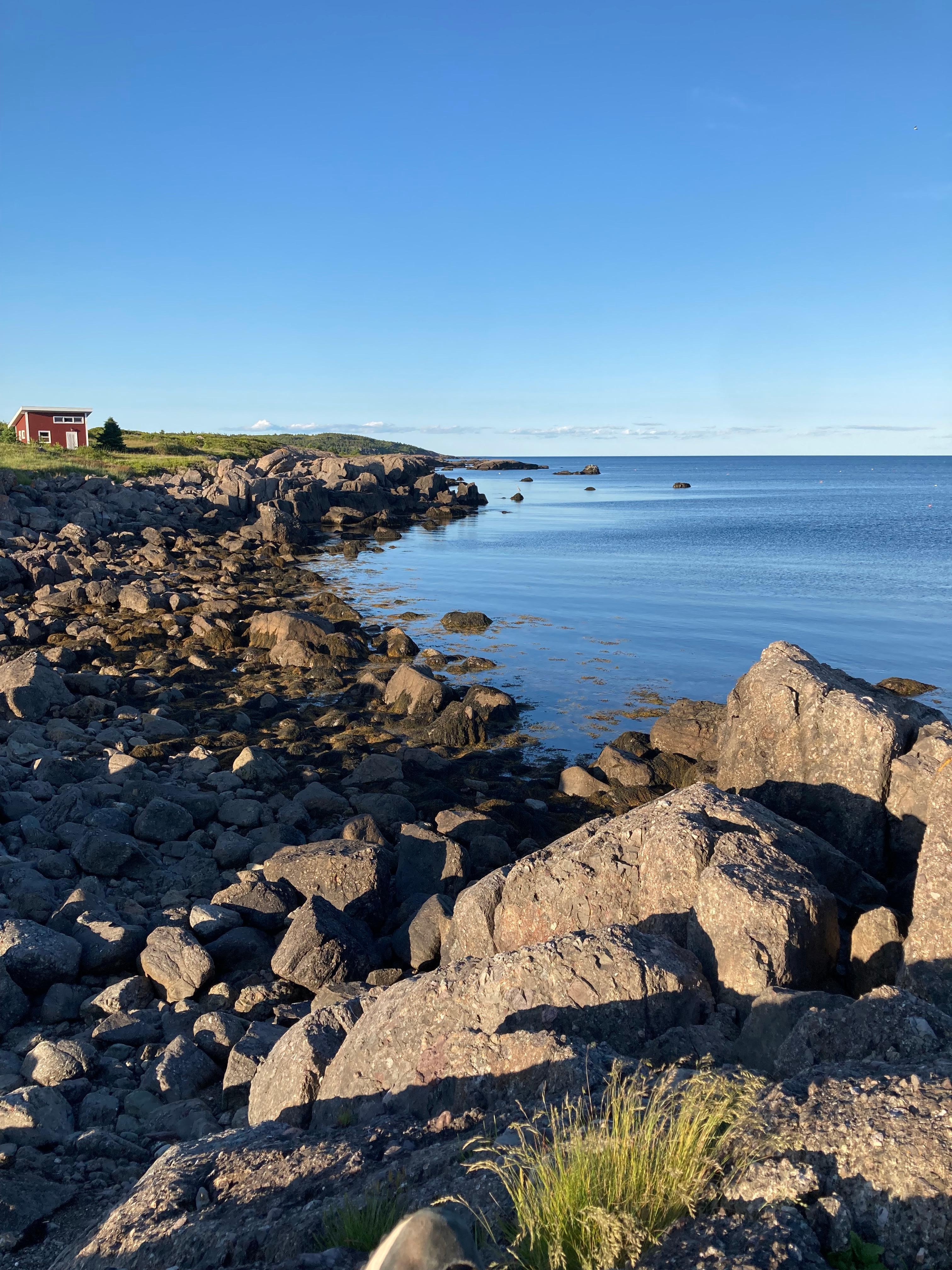 Access to rocky shore.