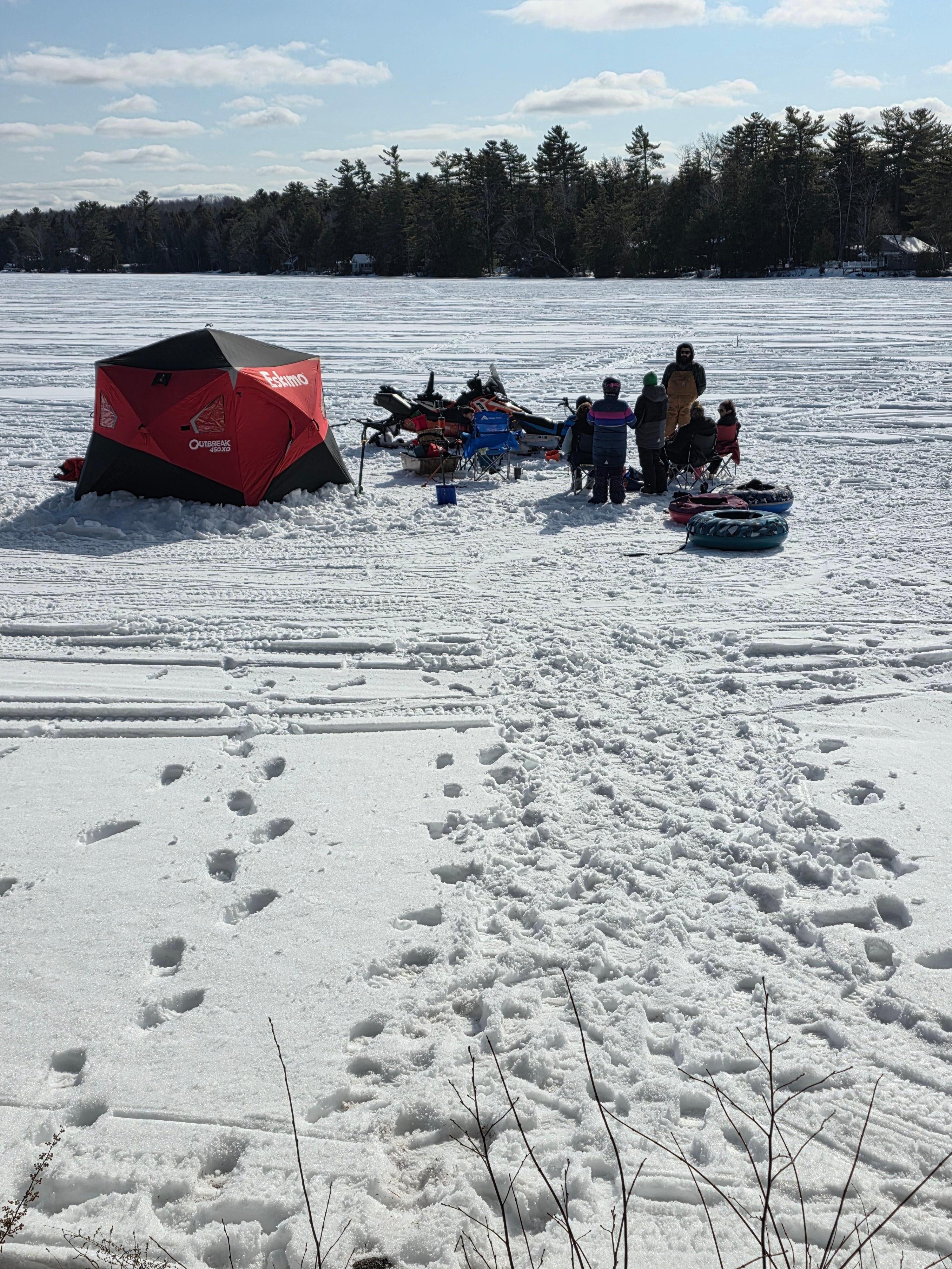 Our little ice fishing set-up right in front of the house.