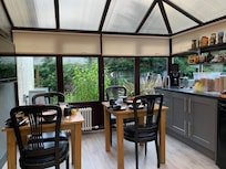 Nice breakfast area while watching the birds in the garden