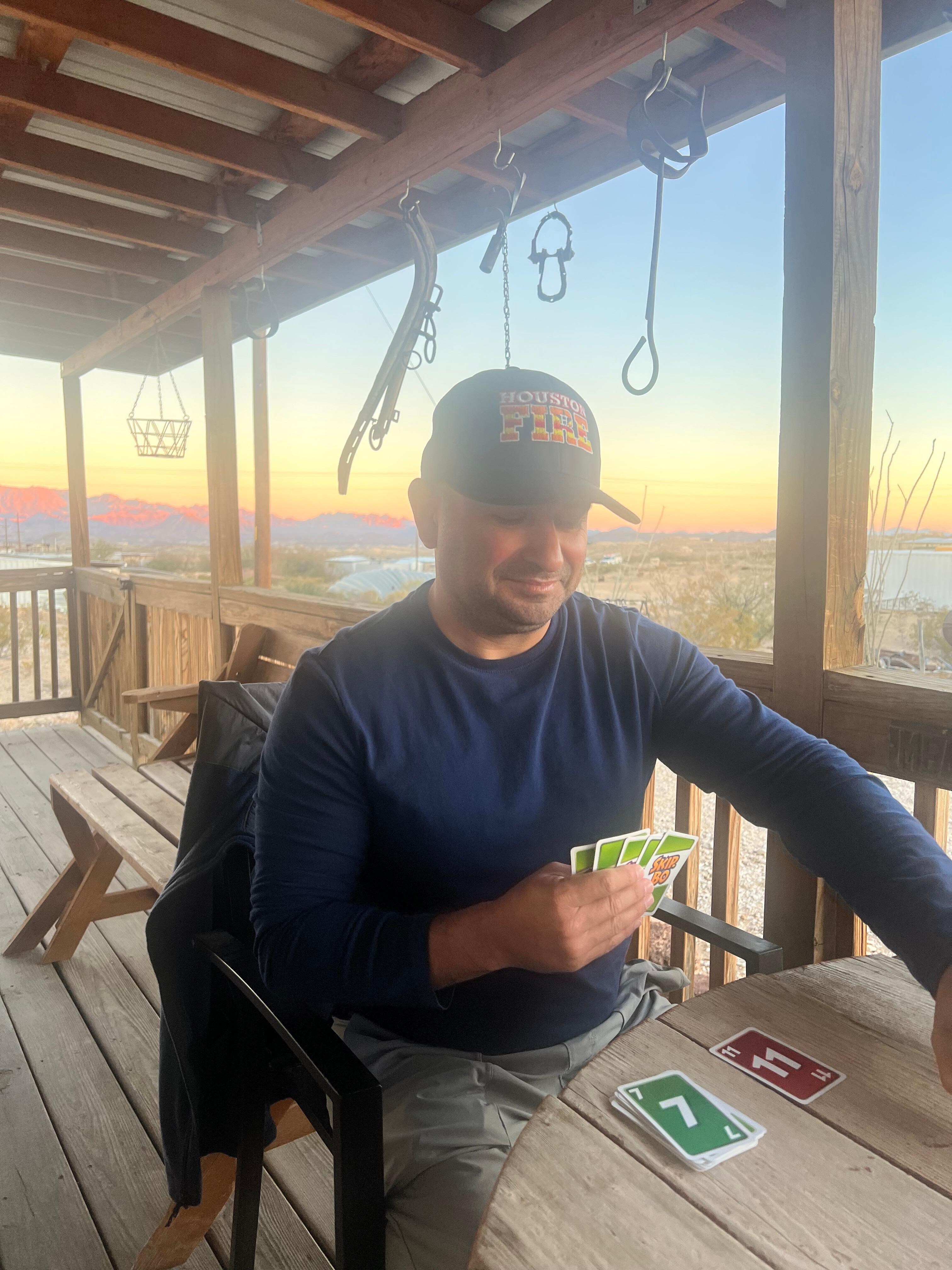 Sunset and cards on the porch!