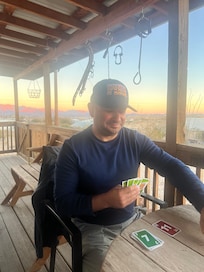 Sunset and cards on the porch!