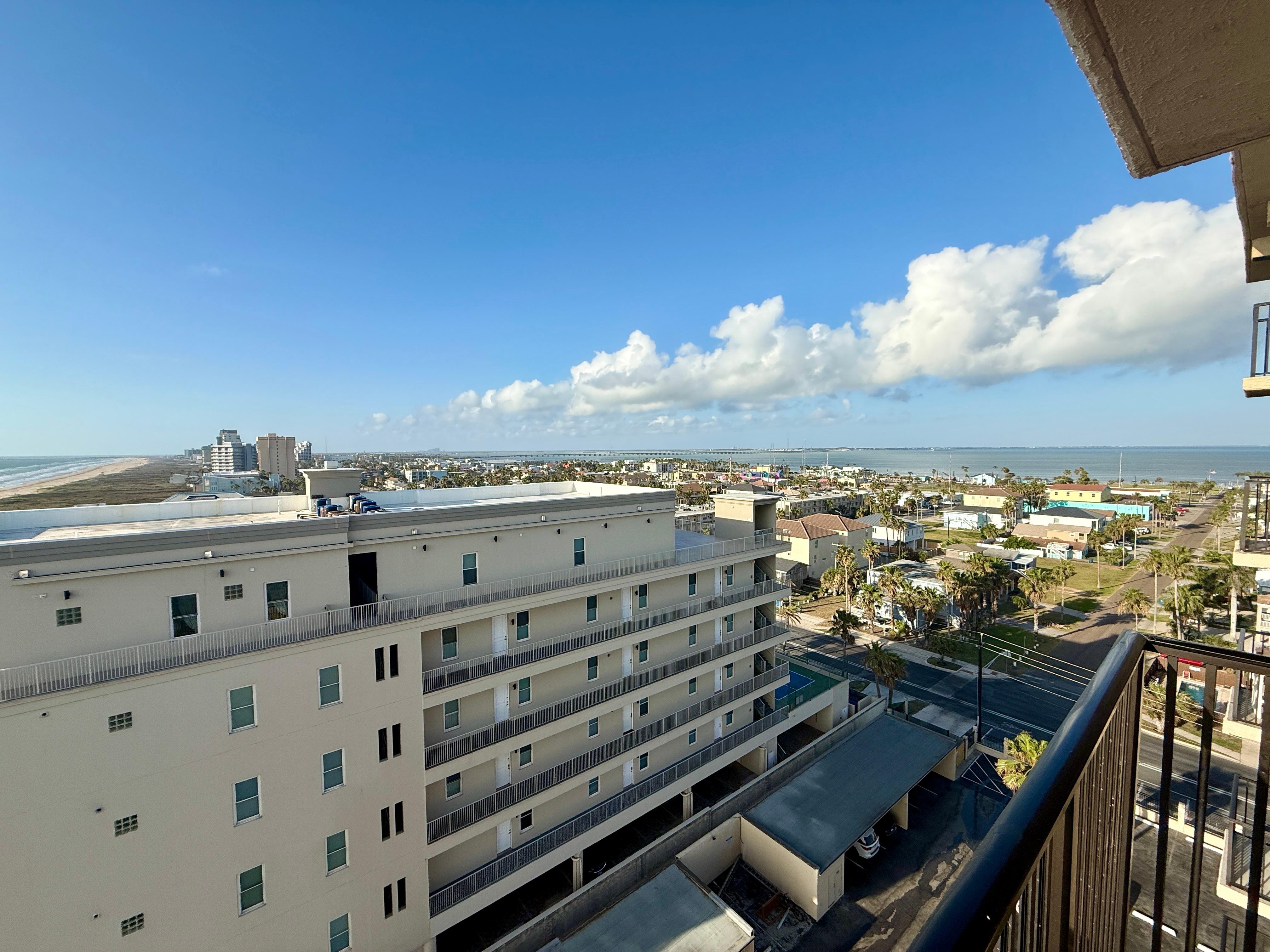 View of town and bay from balcony 