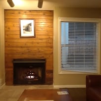 Electric fireplace in room