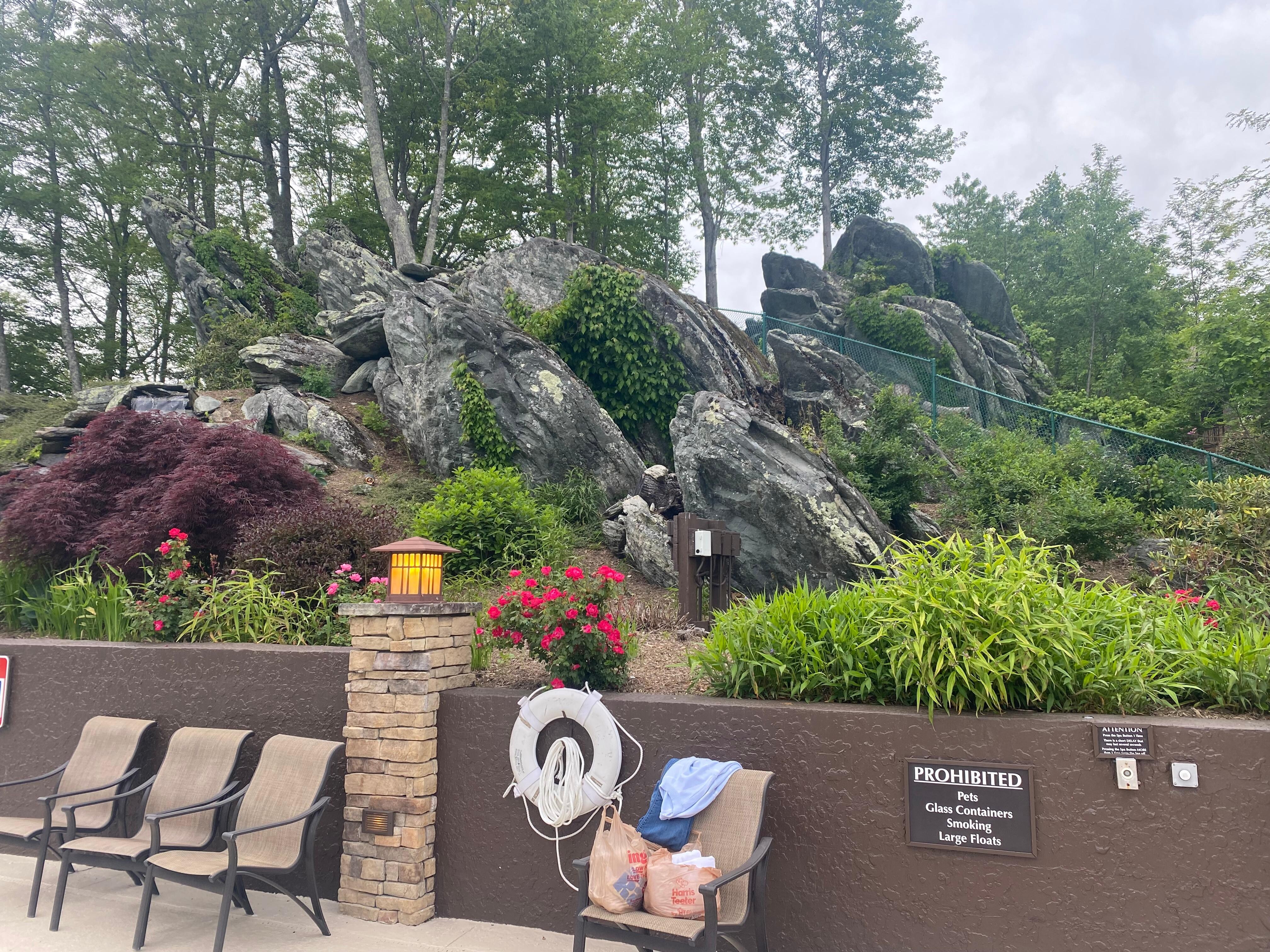 Rock in pool amenities area