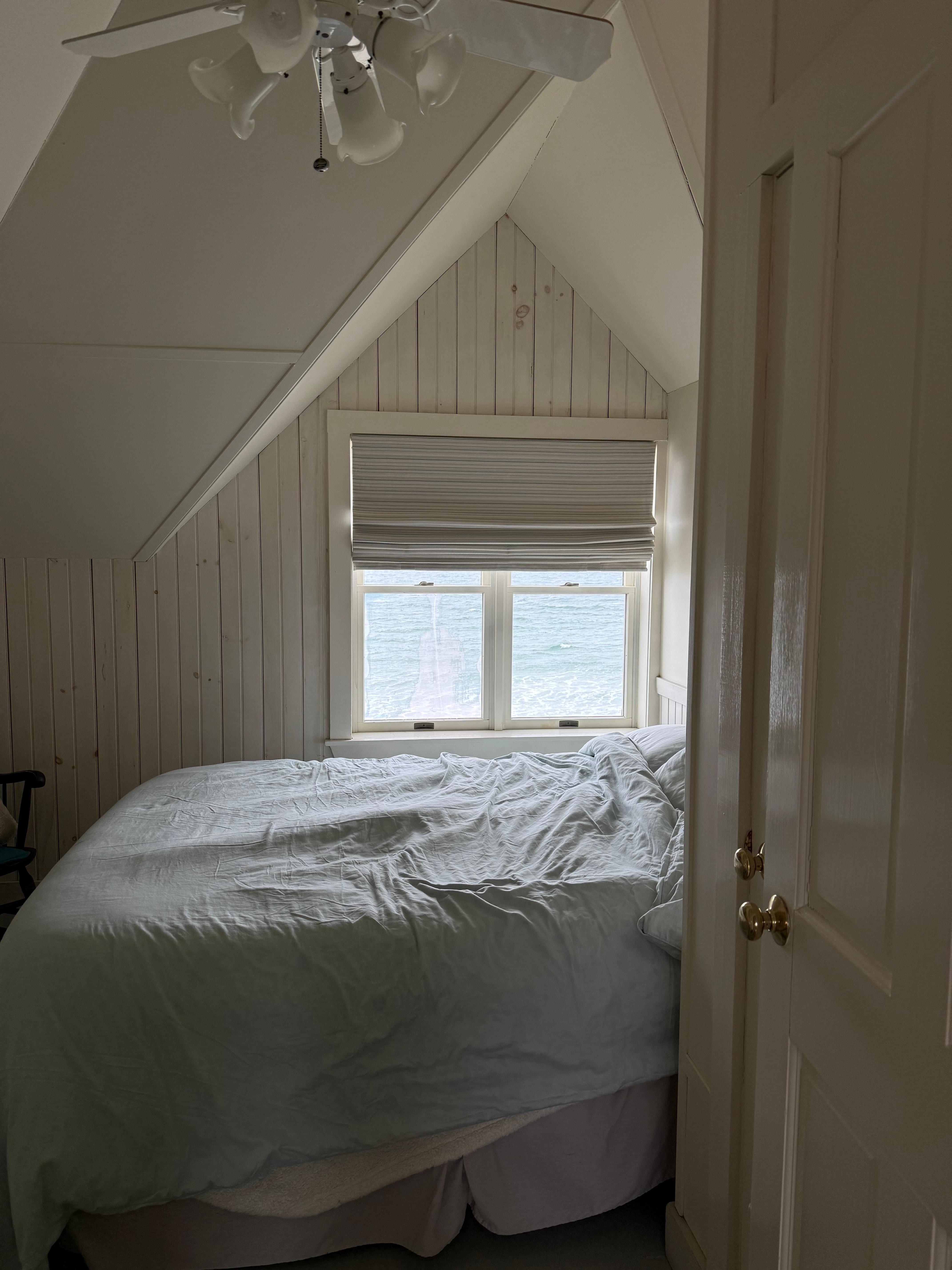 Bedroom right up the stairs with great view