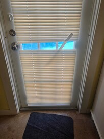 Broken blinds on doors.