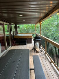 Rear porch hot tub