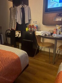 No drawers to put clothes , hangers available, small room