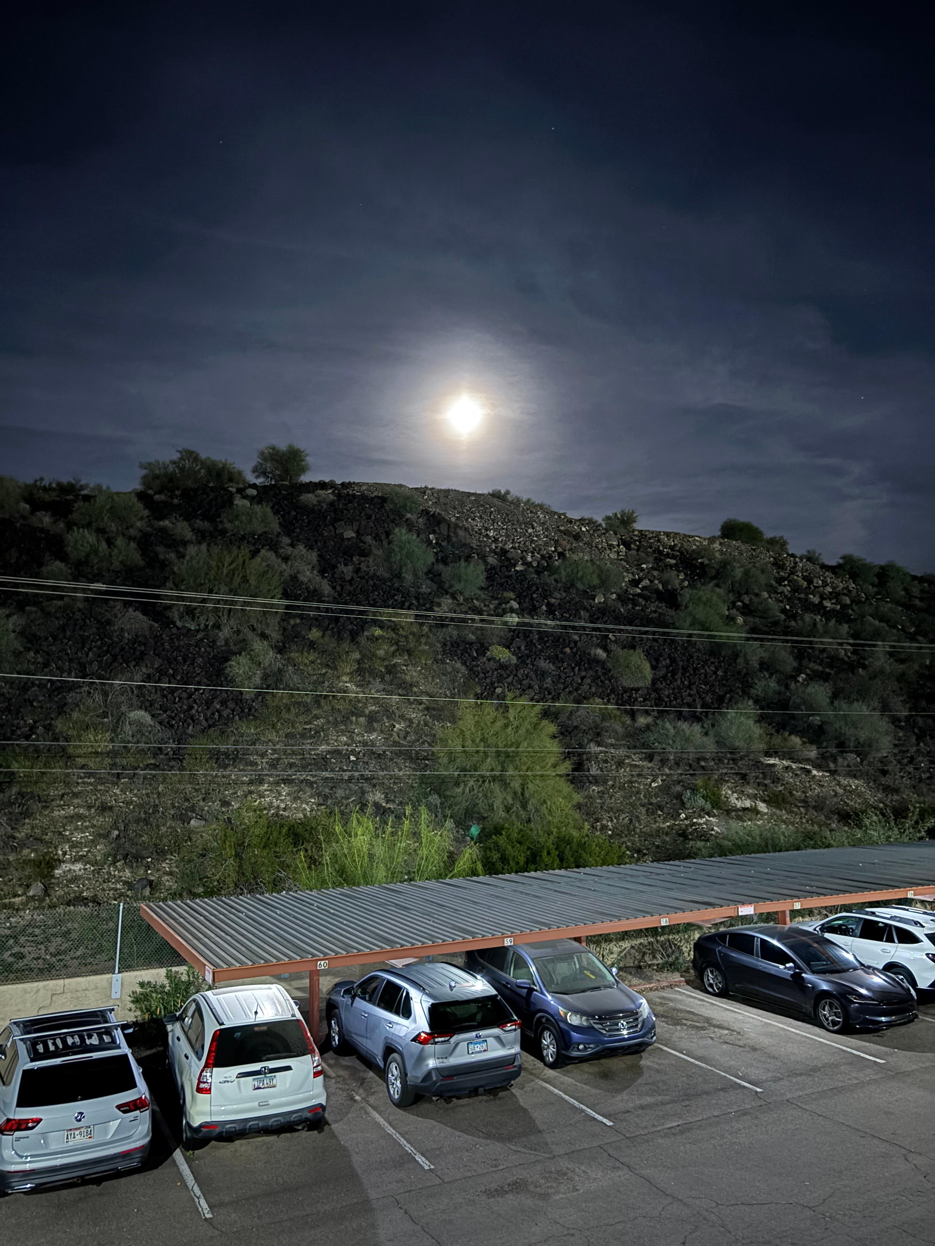 Watched the moonrise from our balcony. 