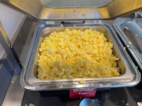 Powdered scrambled eggs. You can tell by how they clump together.