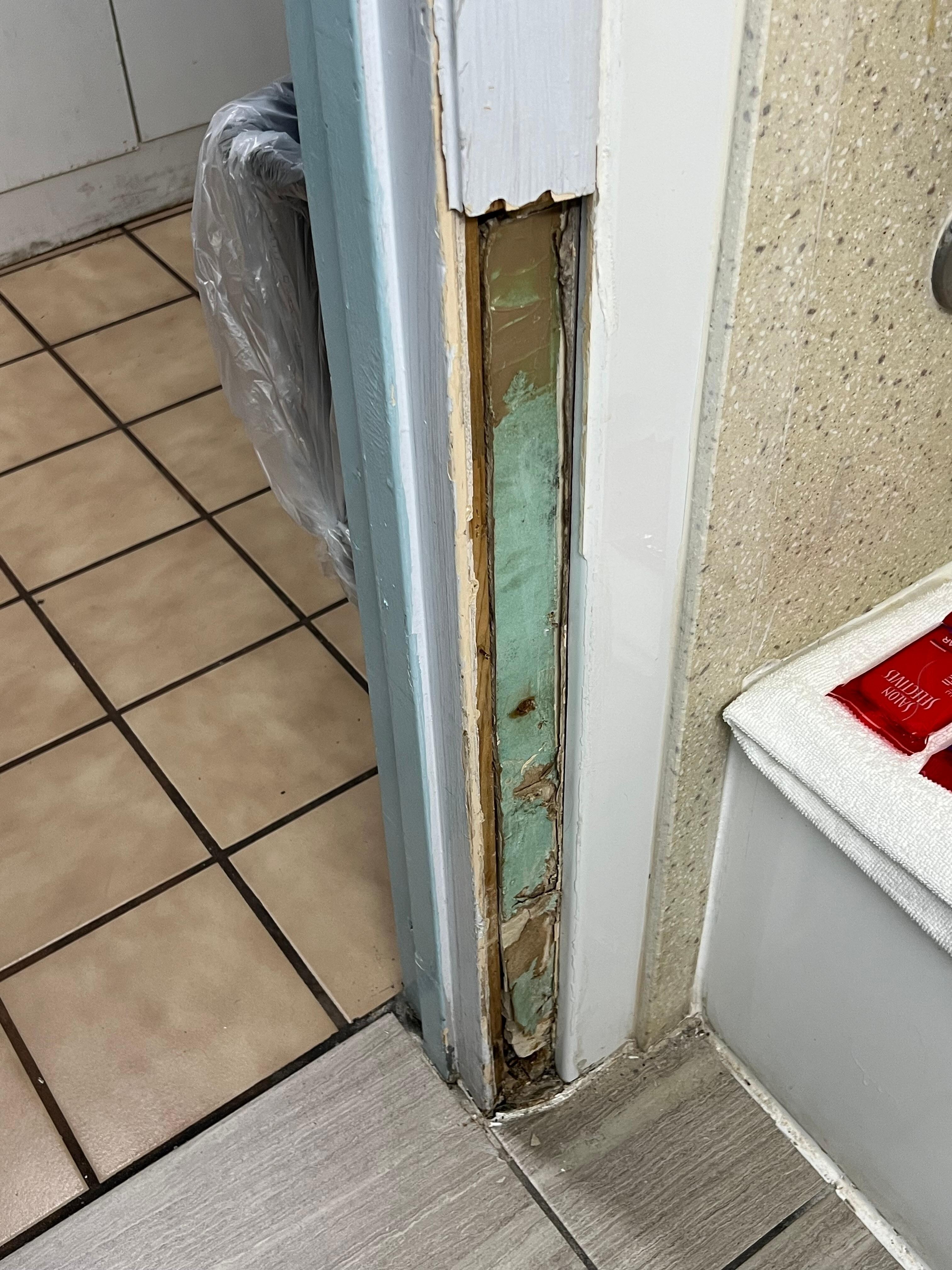 moulding missed; exposing rotted wood