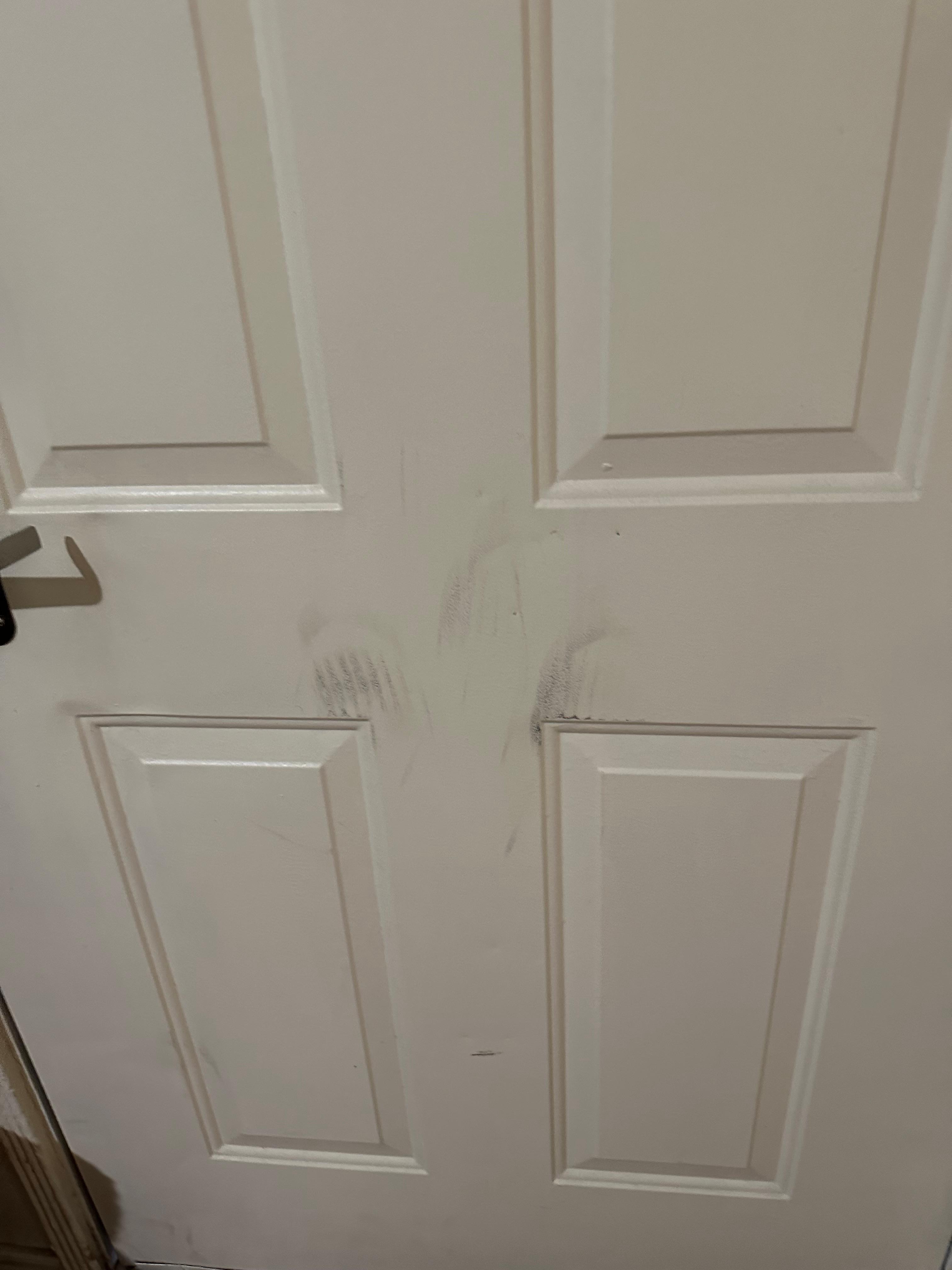 Footprints on door 