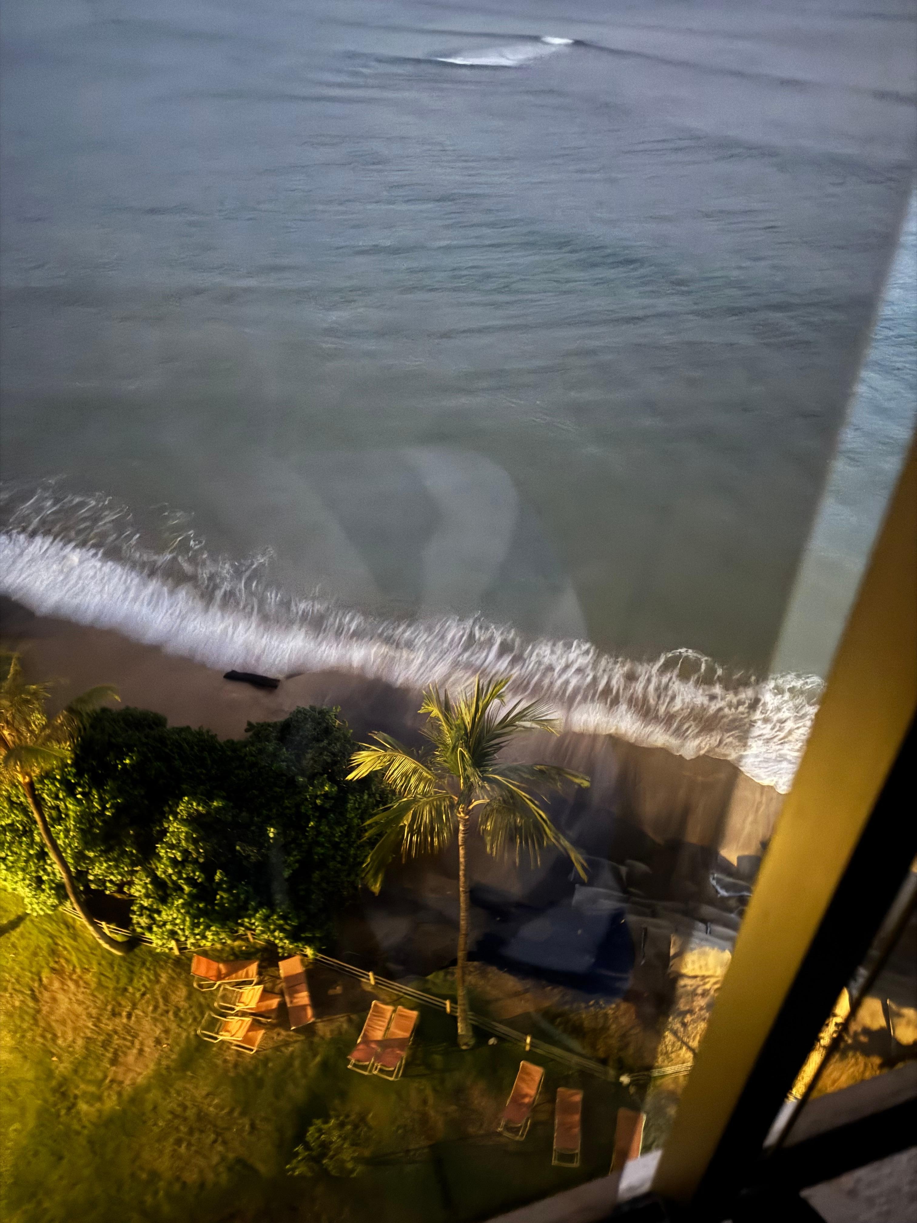 From the balcony looking down into the ocean