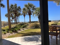 View from sitting room, outside of sliding glass doors.