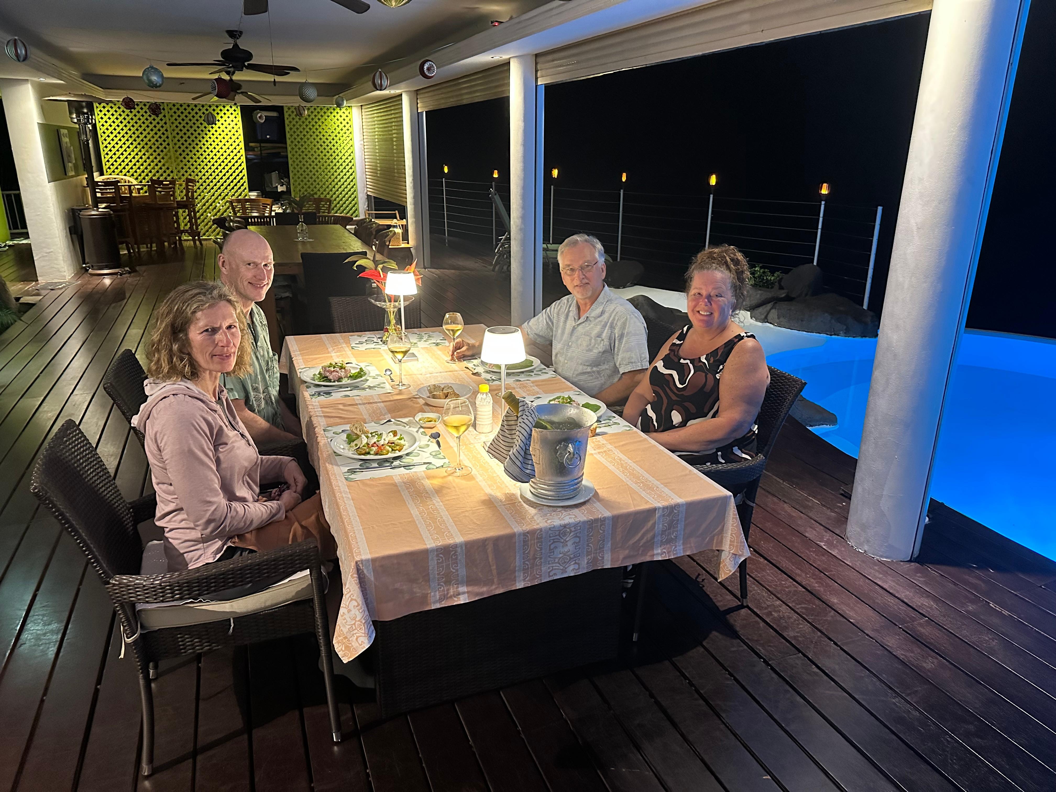 Dinner poolside - amazing dishes prepared by Ondine.