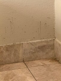 Ink substance on the wall in the bathroom