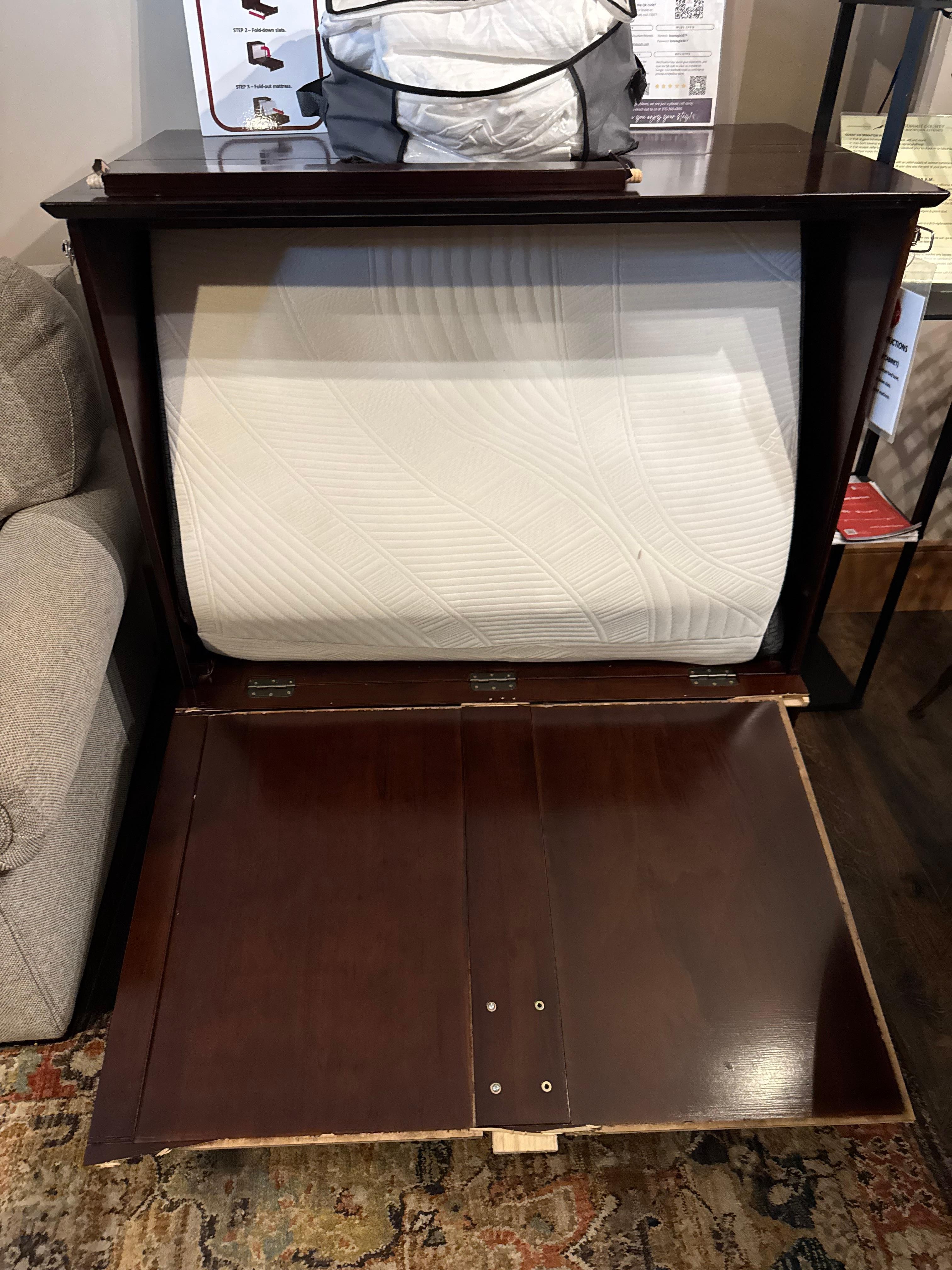 Without the broken parts laying against the bed, the front falls down. Can’t sit at the table.