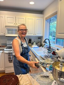 Yes- that is a blowtorch softening the buttercream.