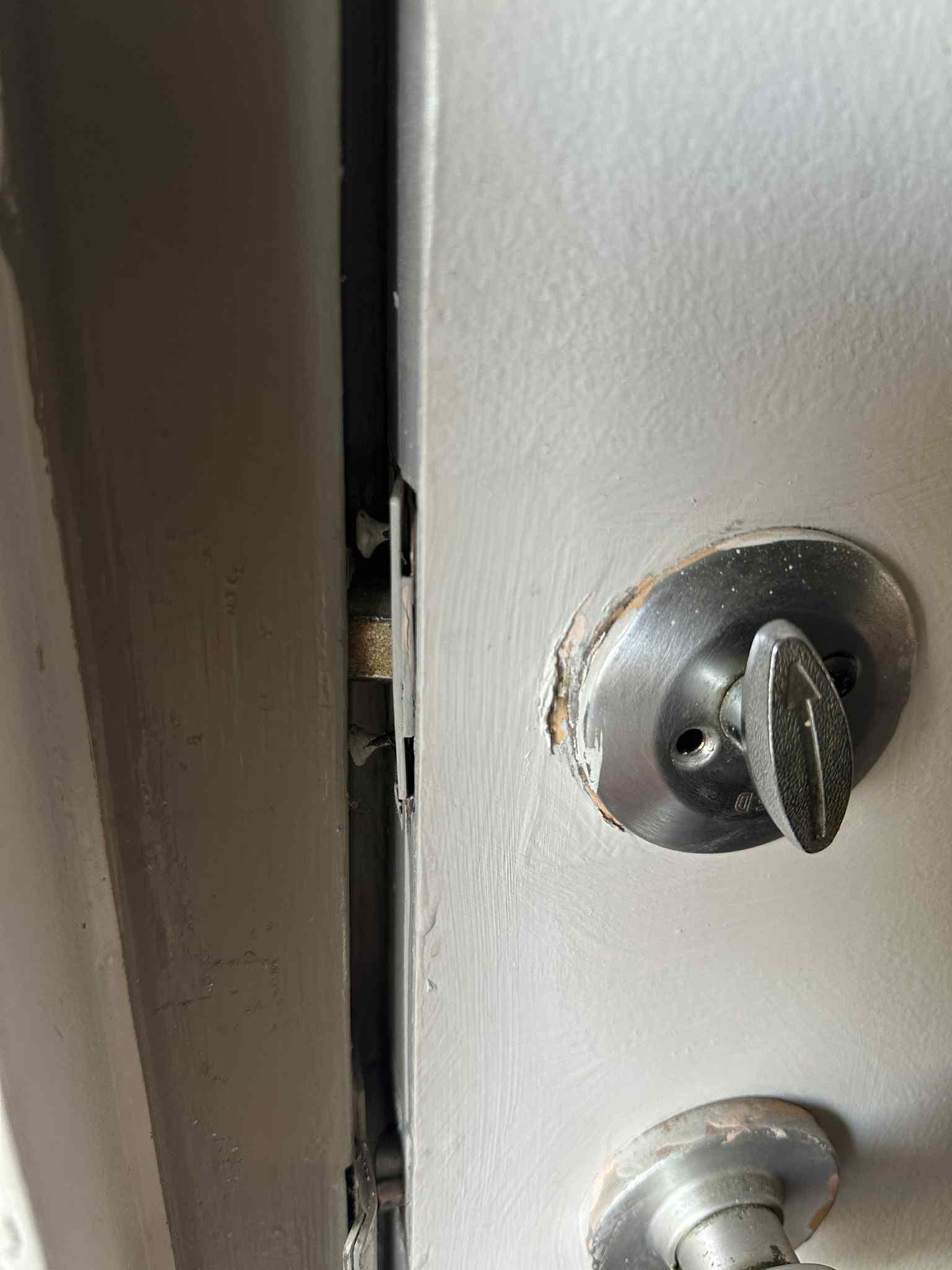 Broken lock on connecting room.