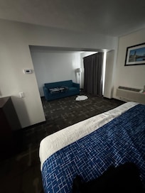 Simply throwing a couch against the wall in a room with no other amenities does not make something a “suite”