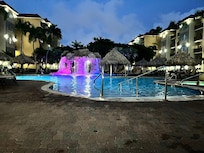 Waterfall pool at night