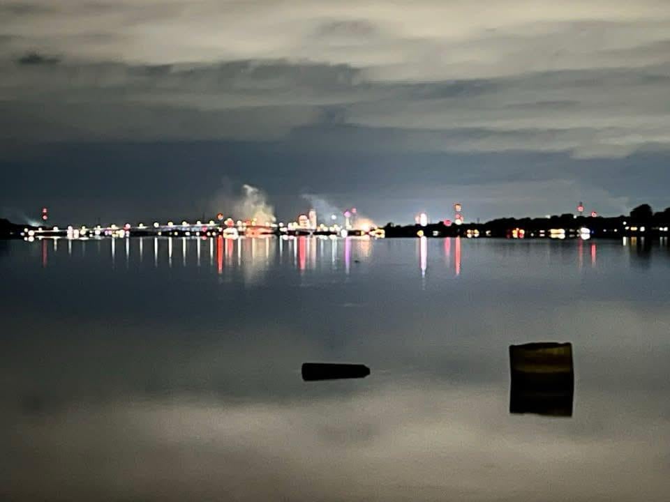 View of the falls skyline at night