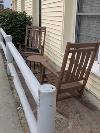 The outside seating, we played cards out there & people watched