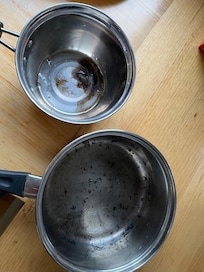 burned marks on the only small pots