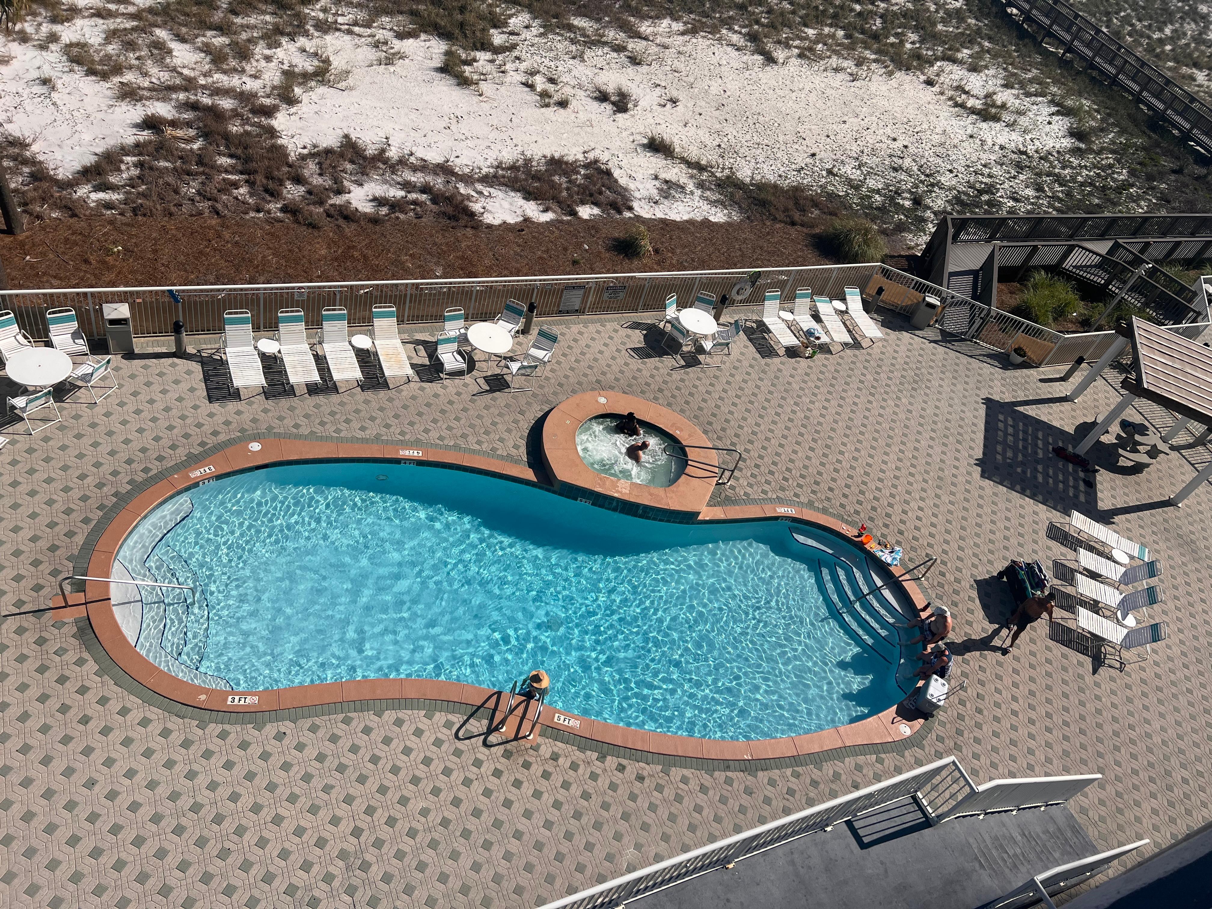 The pool view from the balcony 