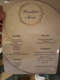 Breakfast menu
