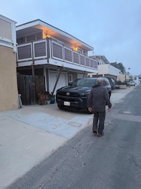The outside showing how to park a car.