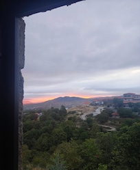 Sunrise out the window. There are no blinds so an eye mask is handy.