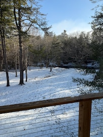 Back yard from the porch after overnight snow