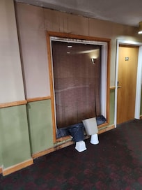 First room window in hallway at top of stairs. Clearly been leaking for quite some time.