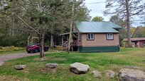 Cabin from Katrina Falls Rd. It's the last habitable property on the road leading to the trail head.