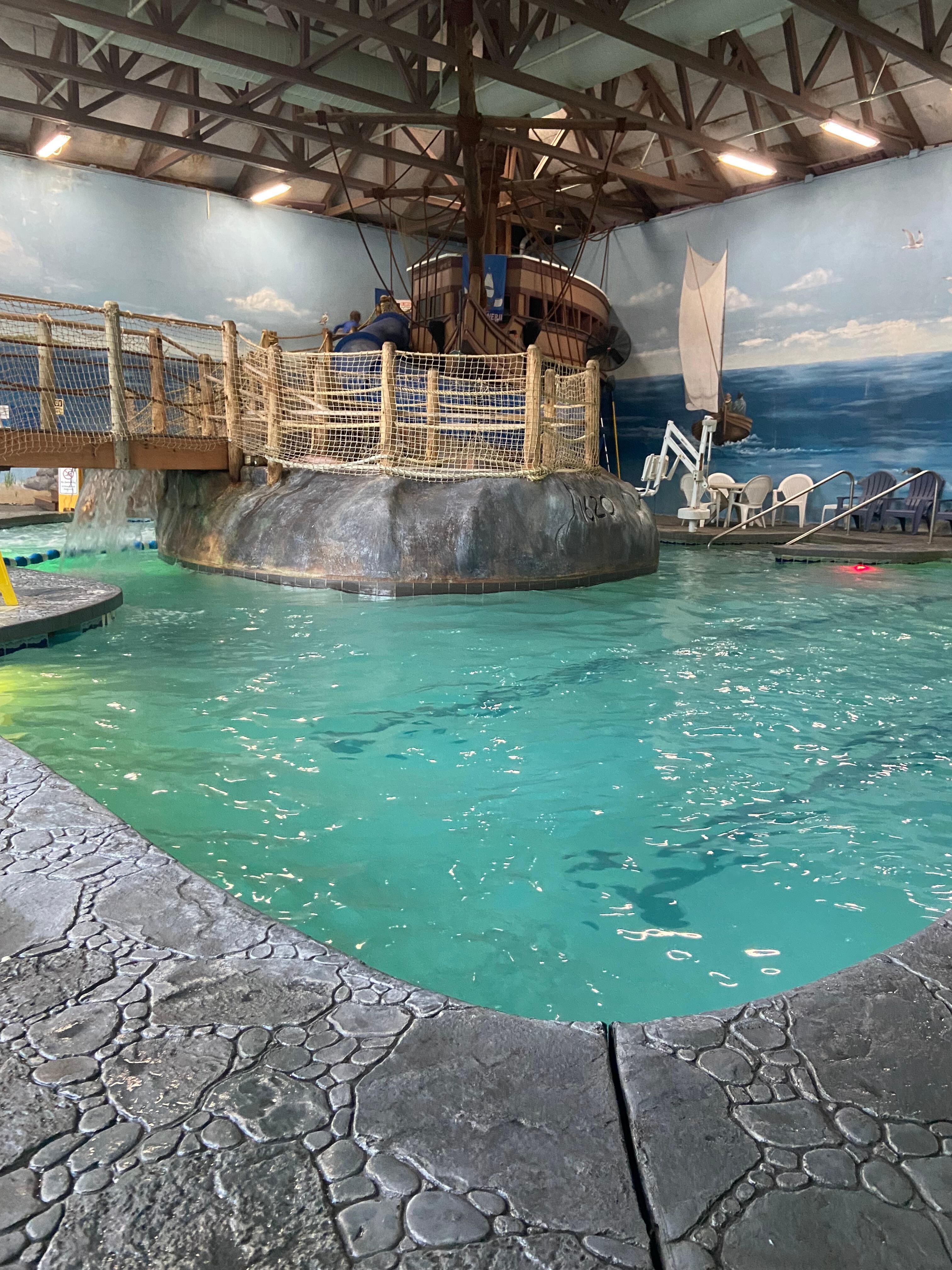 Pirate ship slide at the John Carver pool 