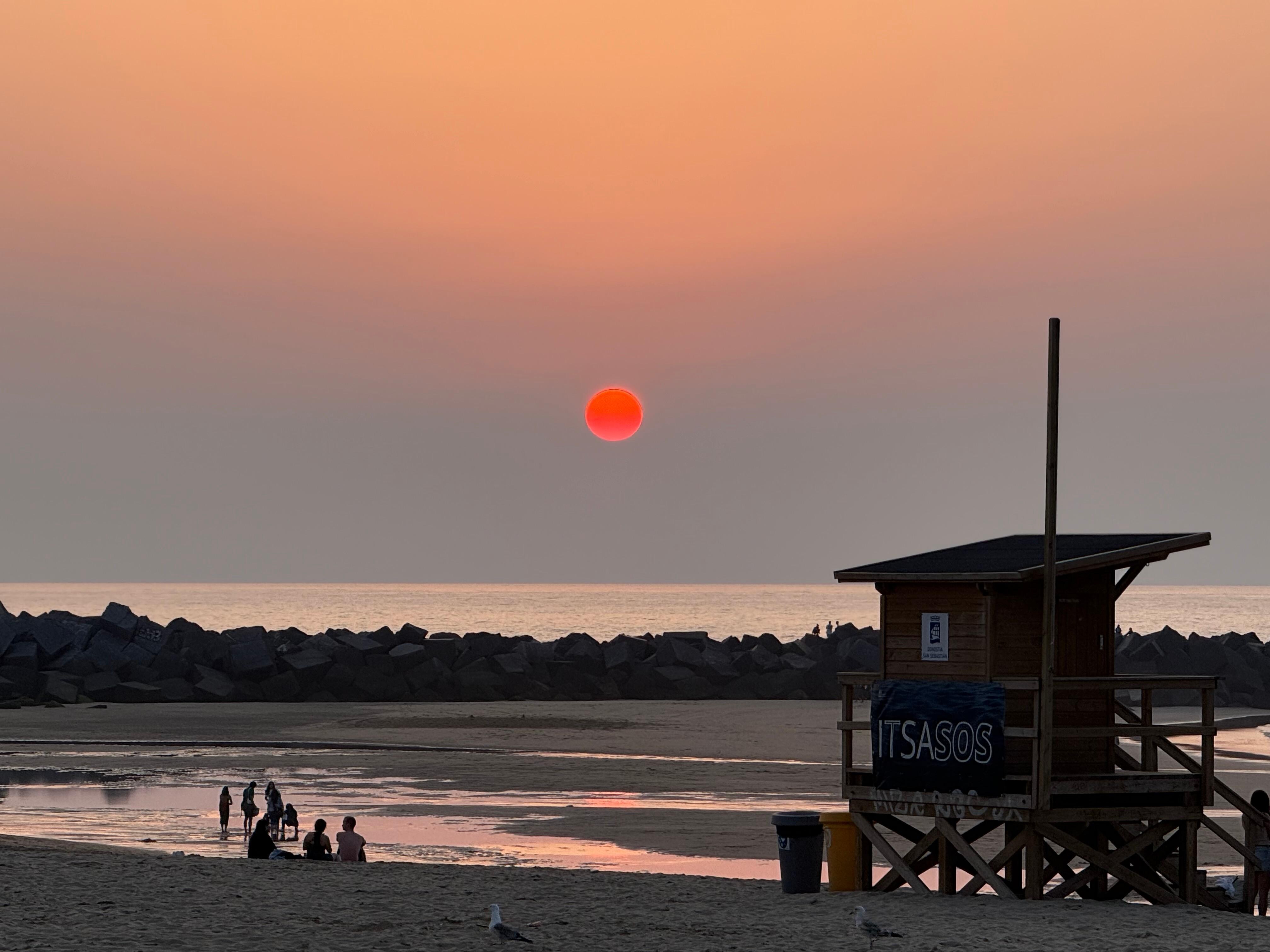 Sunset at the beach across from apartment