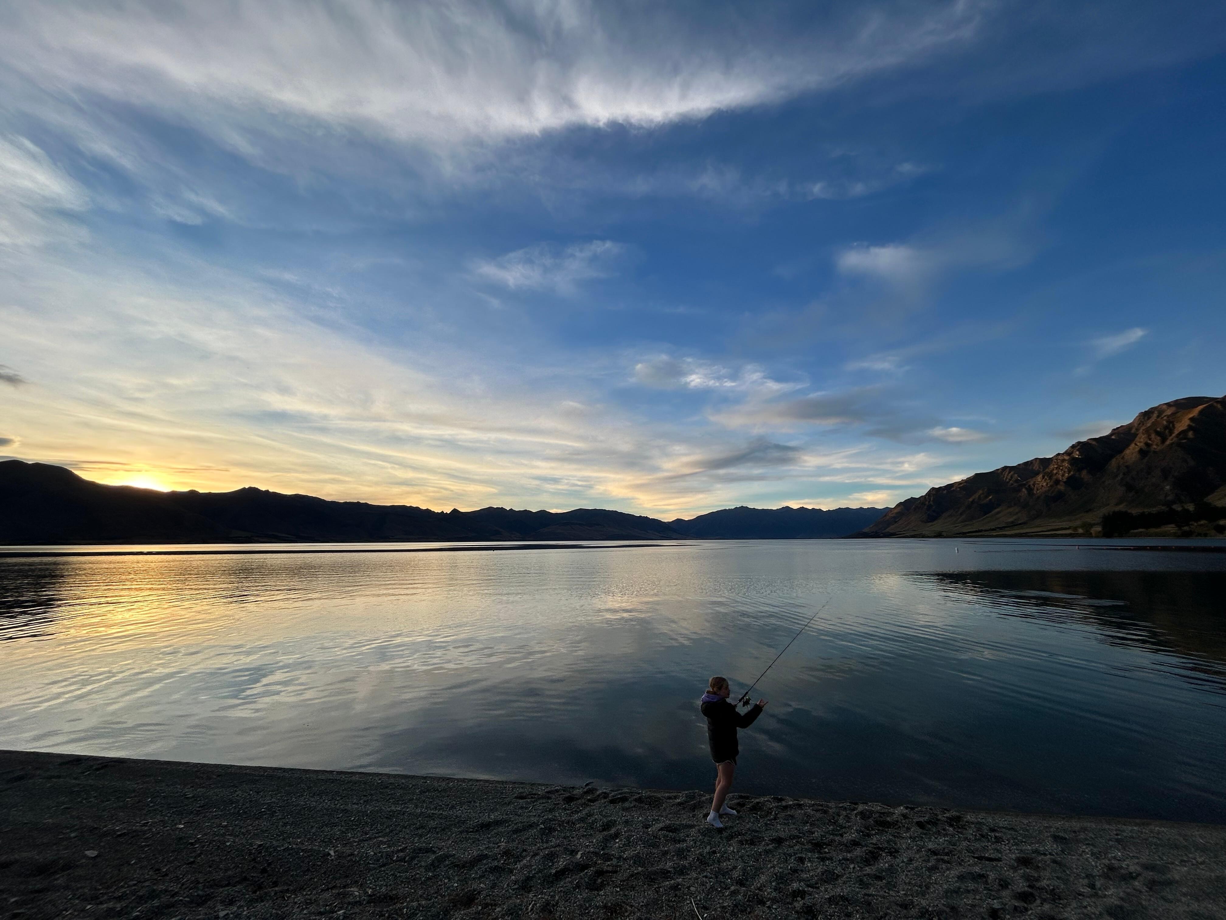 Fishing at the lake at sunset - only 2 minute walk! 
