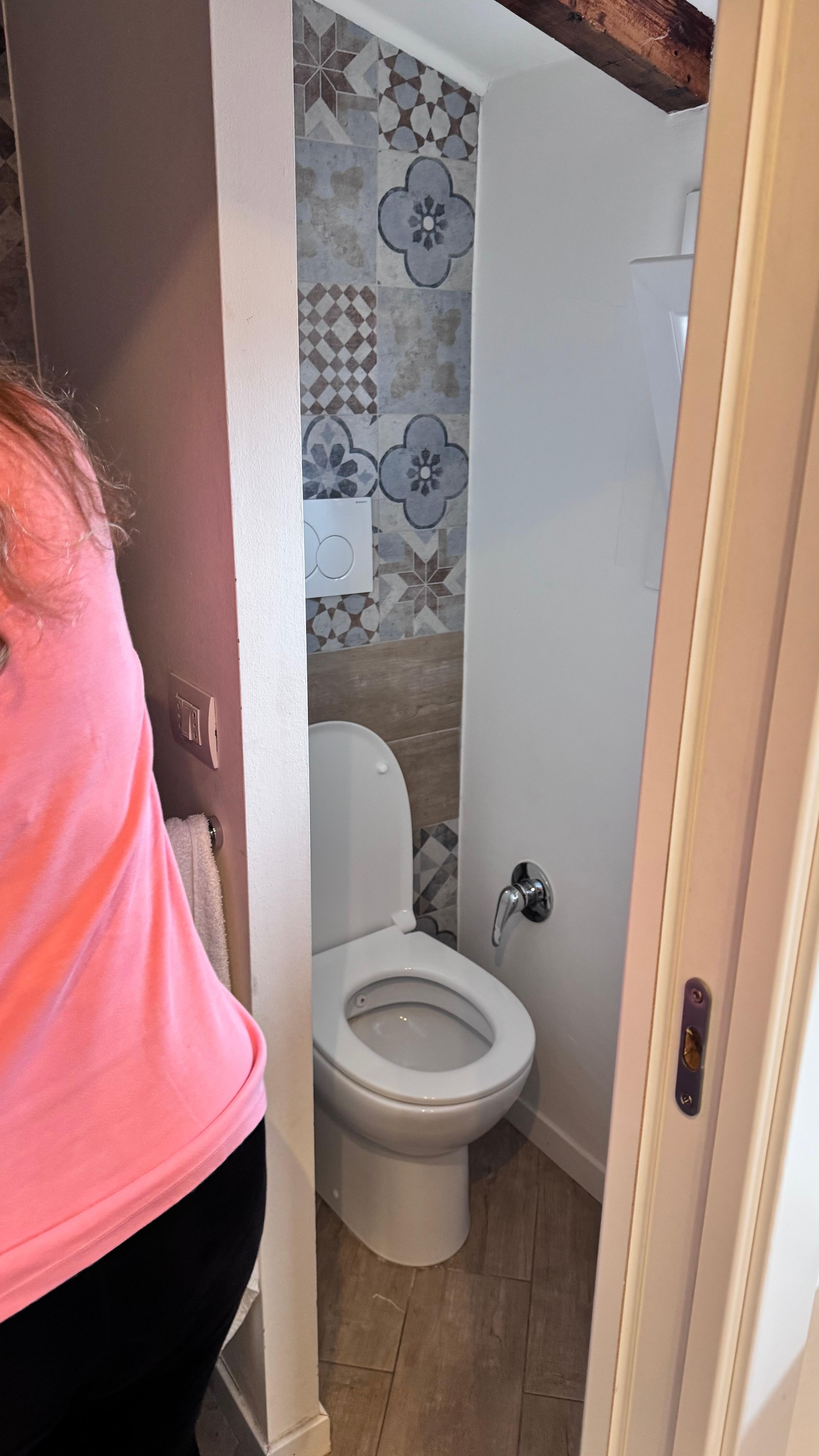 The toilet and shower