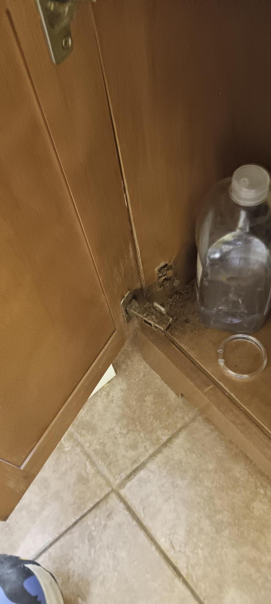 Vanity door hinge broken