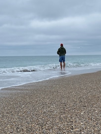 Fishing on the beach.