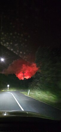 Driving from the cottage into the Park to view Kilauea episode 30 eruption at 1:15 a.m. August 6th.