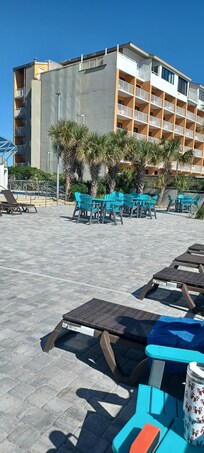 Large pool deck and lots of seating!