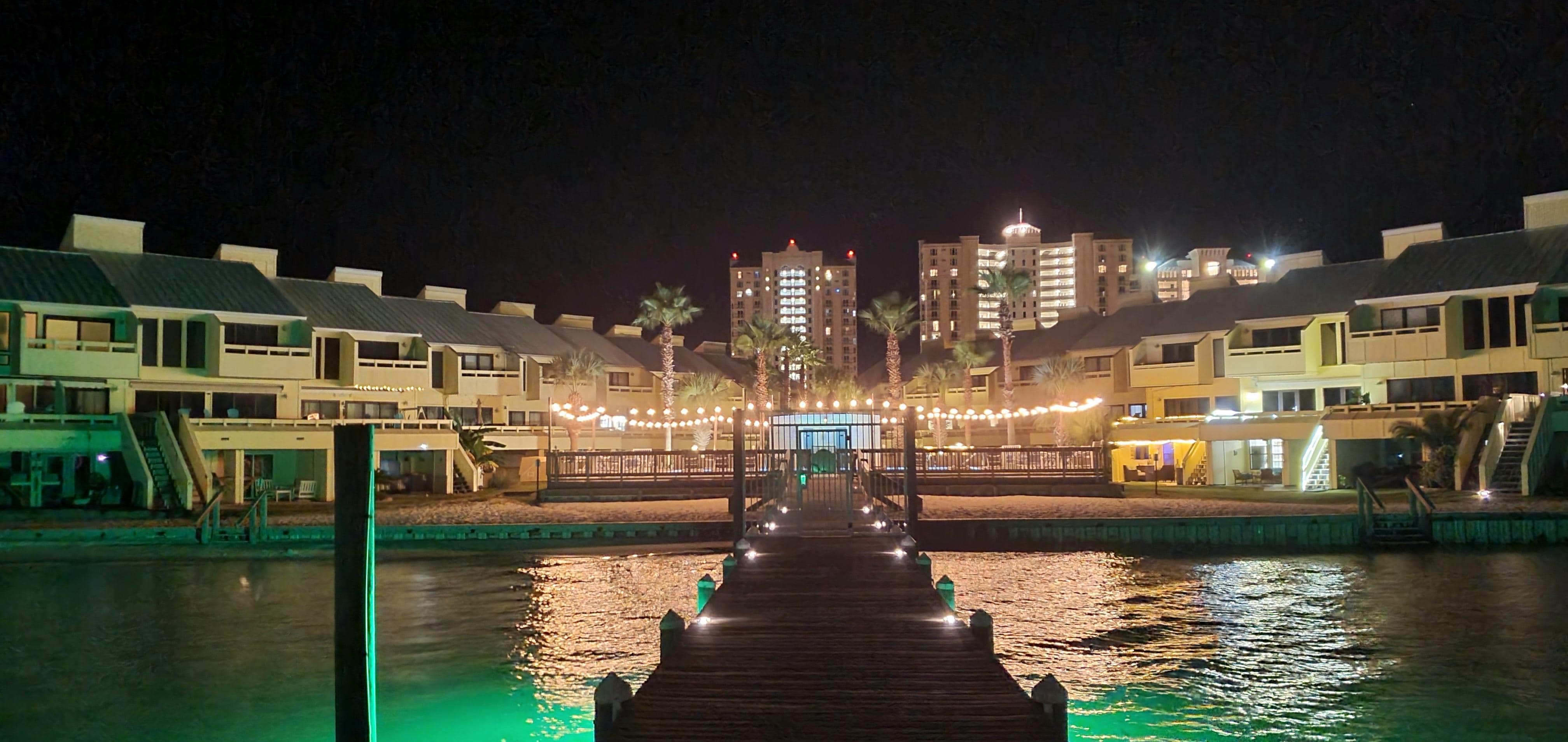 Day or night,the views from the dock are wonderful.  Good fishing too!
