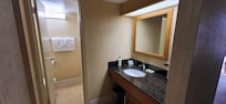 Sink and entrance to the toilet and shower
