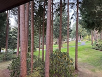 Ire from patio across golf course