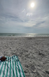 Not crowded, large expanse of beach perfect for shell hunting or boogie boarding