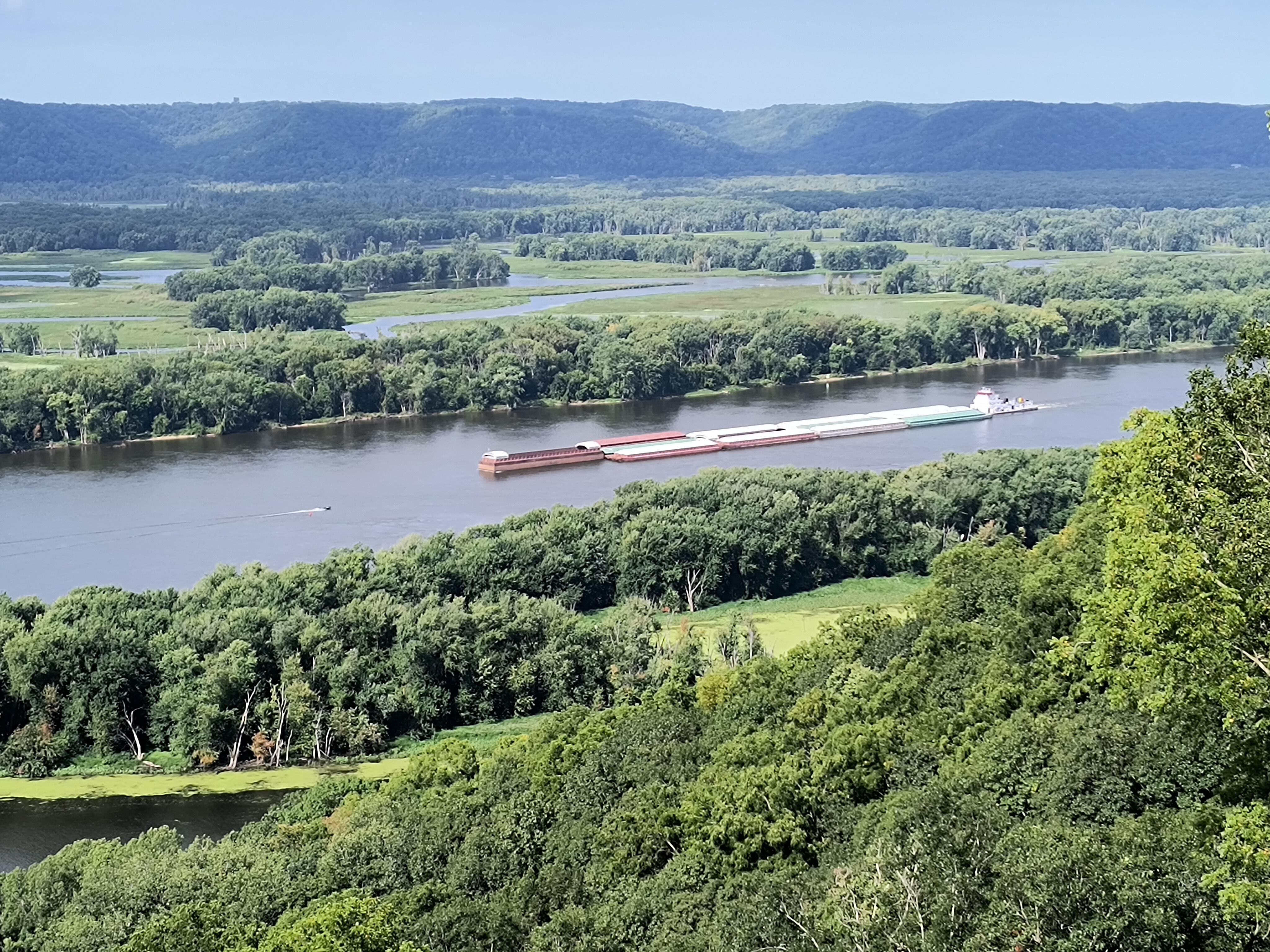 Fun to see barges moving down the Mississippi River.